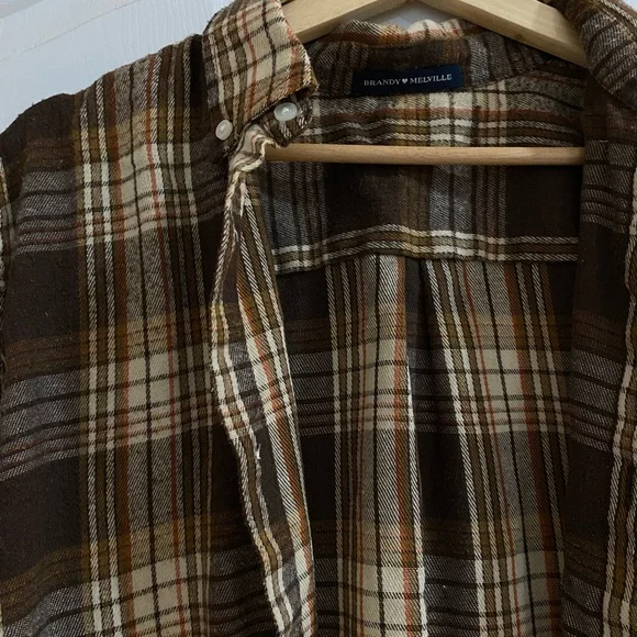 Brown Plaid Button-Up Shirt - Picture 2 of 3